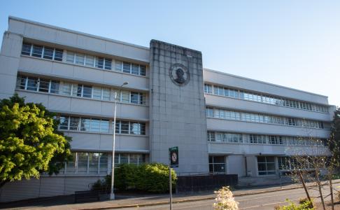 The weathered front General Administration Building shows its years of use.