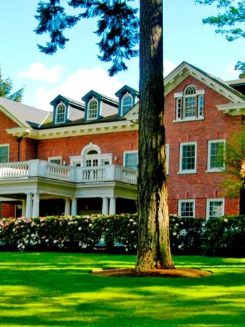 The Governor's Mansion has a red brick facade with white trim.