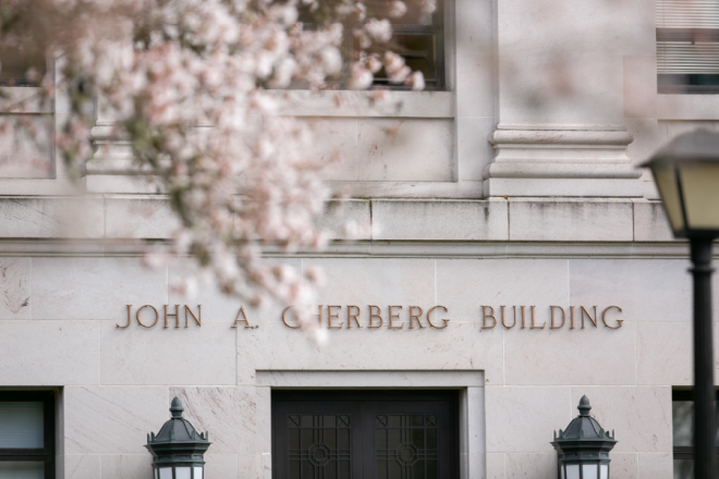 The entrance to the John Cherberg Building.